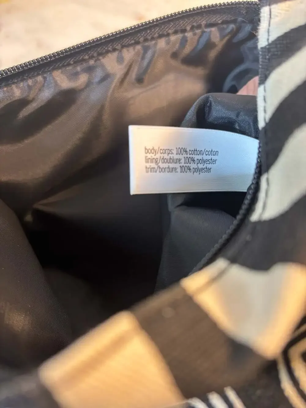 Victoria's Secret Black and White Striped Canvas Wristlet Makeup Bag